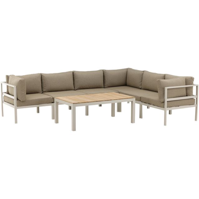 Moduulisohvaryhmä Venture Home Copacabana, 5-istuttava sohva + Brasilia-sohvapöytä, beige/valkoinen