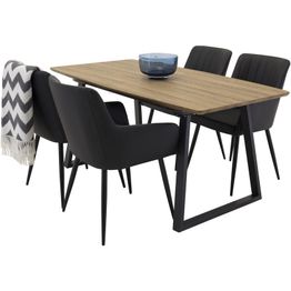 Ruokailuryhmä Venture Home, jatkettava Inca-pöytä + 4 mustaa Comfort-tuolia