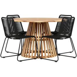 Ruokailuryhmä Venture Home, ø120cm Lumpur-pöytä + 4 Lindos-tuolia