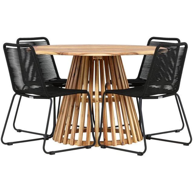 Ruokailuryhmä Venture Home, ø120cm Lumpur-pöytä + 4 Lindos-tuolia