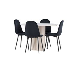 Pyöreä ruokailuryhmä Venture Home, Ø110cm Olivia-pöytä + 4 Polar-tuolia, sametti, eri värejä