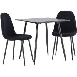 Ruokailuryhmä Venture Home, 75x75cm musta Polar-pöytä + 2 mustaa Polar-tuolia, teddy