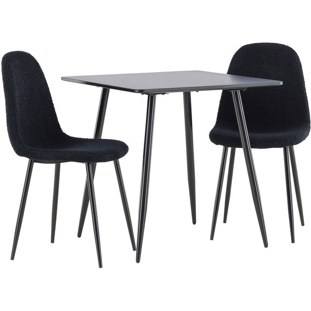 Ruokailuryhmä Venture Home, 75x75cm musta Polar-pöytä + 2 mustaa Polar-tuolia, teddy