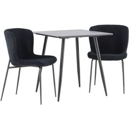Ruokailuryhmä Venture Home, 75x75cm musta Polar-pöytä + 2 Modesto-tuolia