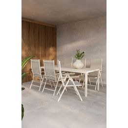 Ruokailuryhmä Venture Home, 205x90cm beige Break-pöytä + 6 beigeä Break-tuolia