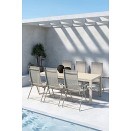 Ruokailuryhmä Venture Home, 205x90cm Mirko-pöytä + 6 Levanzo-tuolia