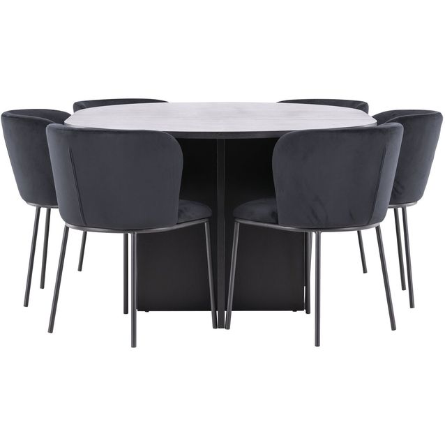 Pyöreä ruokailuryhmä Venture Home, Ø120/170x120cm Strada-pöytä + 6 Edina-tuolia, eri värejä