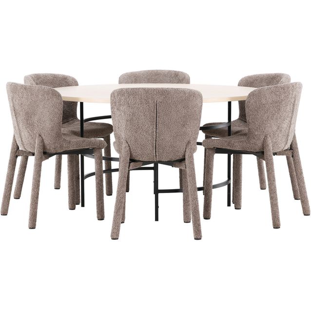 Pyöreä ruokailuryhmä Venture Home, Ø140cm Copenhagen-pöytä + 6 Astoria-tuolia, eri värejä