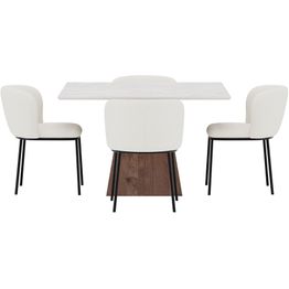 Ruokailuryhmä Venture Home, Cael-pöytä 120x120cm mocca/kivikuvio + 4 Edina-tuolia
