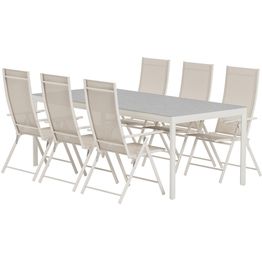 Ruokailuryhmä ulos Venture Home, beige Lino-pöytä 220x100cm + 6 beigeä Levanzo-tuolia