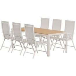 Ruokailuryhmä ulos Venture Home, beige Break-pöytä 205x90cm + 6 beigeä Break-tuolia