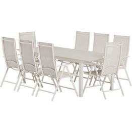 Ruokailuryhmä ulos Venture Home, beige Levels-pöytä 229x100cm + 8 beigeä Break-tuolia