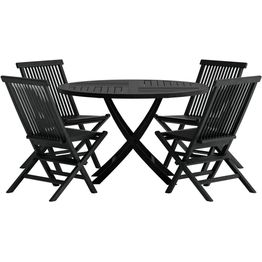 Ruokailuryhmä ulos Venture Home, musta Kenya-pöytä Ø120cm + 4 mustaa Kenya-tuolia