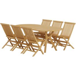 Ruokailuryhmä ulos Venture Home, Kenya-pöytä 200x90cm + 6 Kenya-tuolia, nature