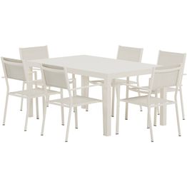 Ruokailuryhmä ulos Venture Home, beige Capo-pöytä 160x100cm + 6 beigeä Copacabana-tuolia