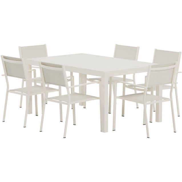 Ruokailuryhmä ulos Venture Home, beige Capo-pöytä 160x100cm + 6 beigeä Copacabana-tuolia