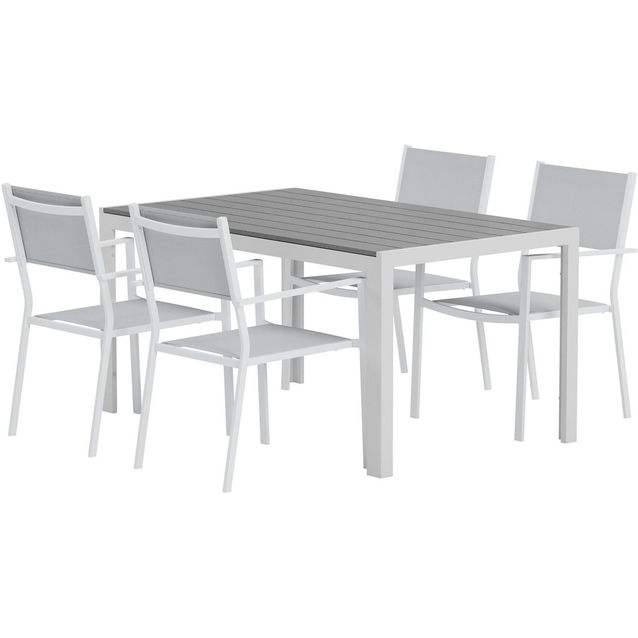Ruokailuryhmä ulos Venture Home, harmaa Break-pöytä 150x90cm + 4 harmaata Copacabana-tuolia