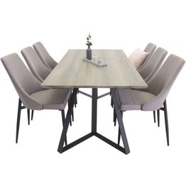 Ruokailuryhmä Venture Home, 180x90cm ruskea Marina-pöytä + 6 harmaata Leone-tuolia