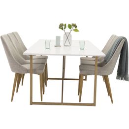 Ruokailuryhmä Venture Home, 240x100cm Palace-pöytä + 6 vaaleanharmaata Leone-tuolia