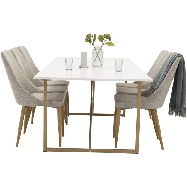 Ruokailuryhmä Venture Home, 240x100cm Palace-pöytä + 6 vaaleanharmaata Leone-tuolia