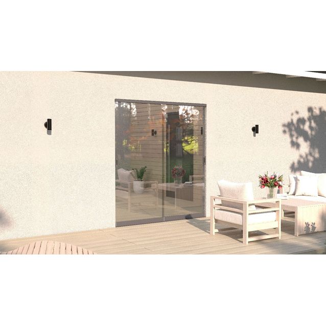 Terassilasitus Vivalon Avara, puitteeton 2-os. liukulasitus, 1000-2380mm leveään aukkoon, harmaa lasi