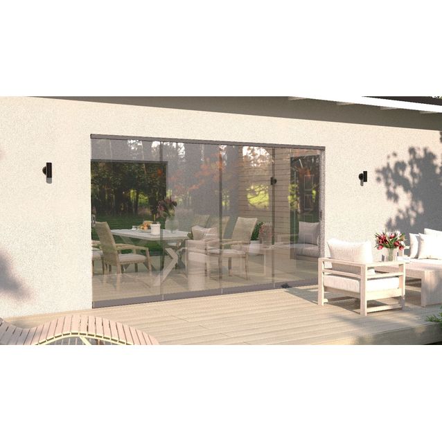 Terassilasitus Vivalon Avara, puitteeton 4-os. liukulasitus, 2000-4720mm leveään aukkoon, harmaa lasi