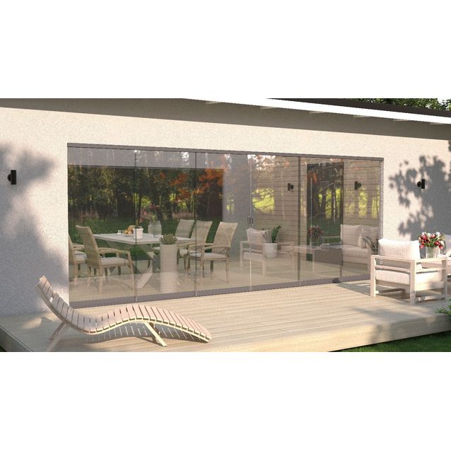 Terassilasitus Vivalon Avara, puitteeton 6-os. liukulasitus, 3000-7100mm leveään aukkoon, harmaa lasi