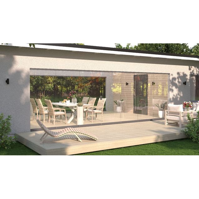 Terassilasitus Vivalon Avara, puitteeton 7-os. liukulasitus, 3500-8270mm leveään aukkoon, kirkas lasi