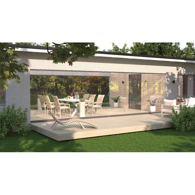 Terassilasitus Vivalon Avara, puitteeton 8-os. liukulasitus, 4000-9440mm leveään aukkoon, kirkas lasi