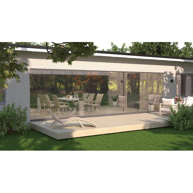 Terassilasitus Vivalon Avara, puitteeton 8-os. liukulasitus, 4000-9440mm leveään aukkoon, harmaa lasi