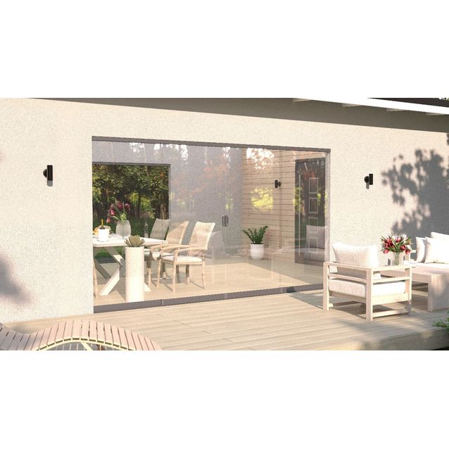 Terassilasitus Vivalon Avara pariovet, puitteeton 4-os. liukulasitus, 2000-4760mm leveään aukkoon, kirkas lasi