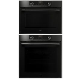 Pyrolyysiuuni ja mikroaaltouuni Asko OP8664B + OCM8464B, 59,5cm, musta