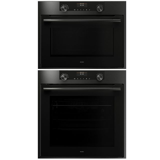 Pyrolyysiuuni ja mikroaaltouuni Asko OP8664B + OCM8464B, 59,5cm, musta