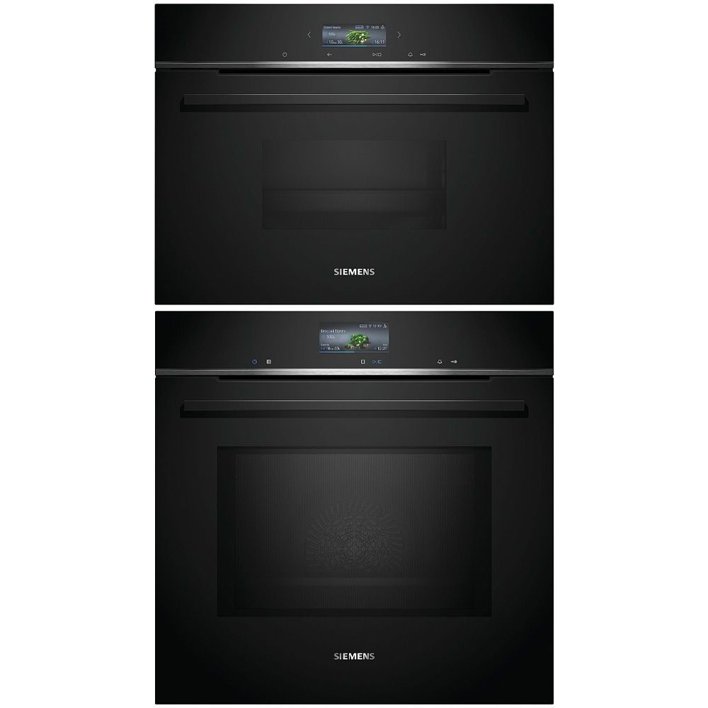 Höyryuuni ja mikroaaltouuni Siemens HM736G1B1-CD714GXB1, musta