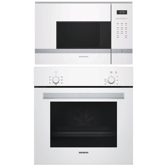 Uuni- ja mikroaaltouunipaketti Siemens HB010FBV1S + BF525LMW0, valkoinen