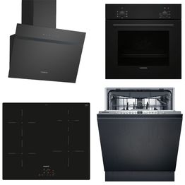 Keittiön kodinkonepaketti Siemens, sis. uuni HB010FBA1, induktioliesitaso EH61RBEB6E, astianpesukone SN616X00KF ja liesituuletin LC65KDK60