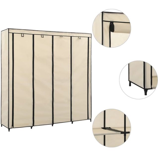 Vaatekaappi 4 lokerolla kerma 175x45x170 cm_1