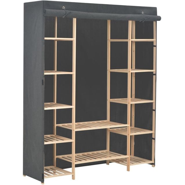 Vaatekaappi harmaa 135x40x170 cm kangas_1