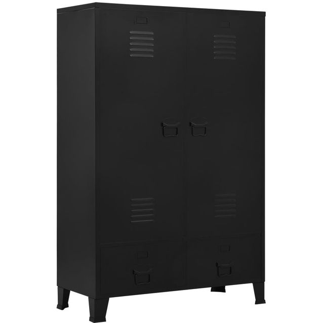 Vaatekaappi teollinen musta 90x40x140 cm teräs_1