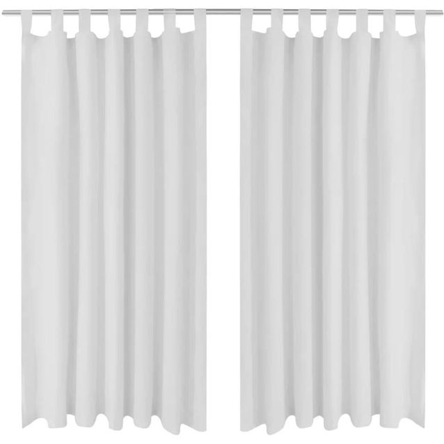 Valkoiset mikro-satiini verhot lenkeillä 2kpl 140 x 175 cm_1