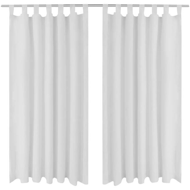 Valkoiset mikro-satiini verhot lenkeillä 2kpl 140 x 245 cm_1