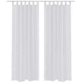 Valkoiset sheer verhot 140 x 175 cm 2 kpl