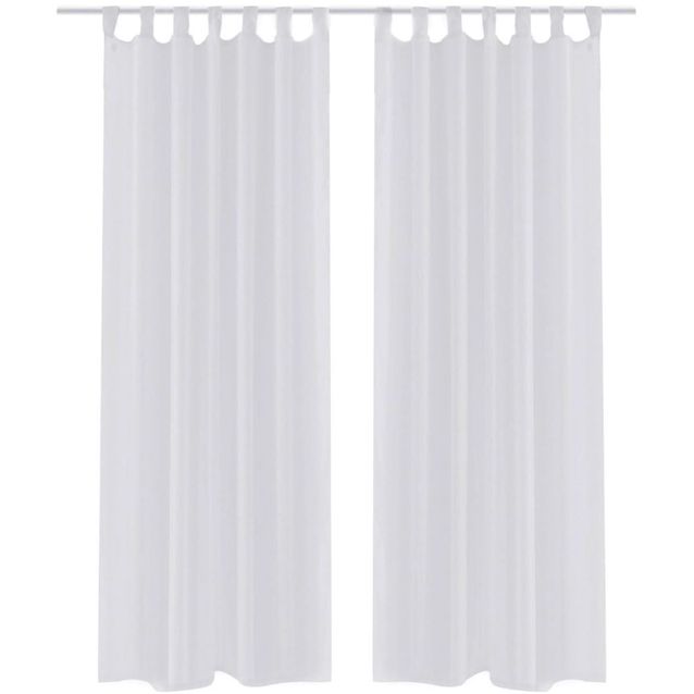 Valkoiset sheer verhot 140 x 175 cm 2 kpl_1