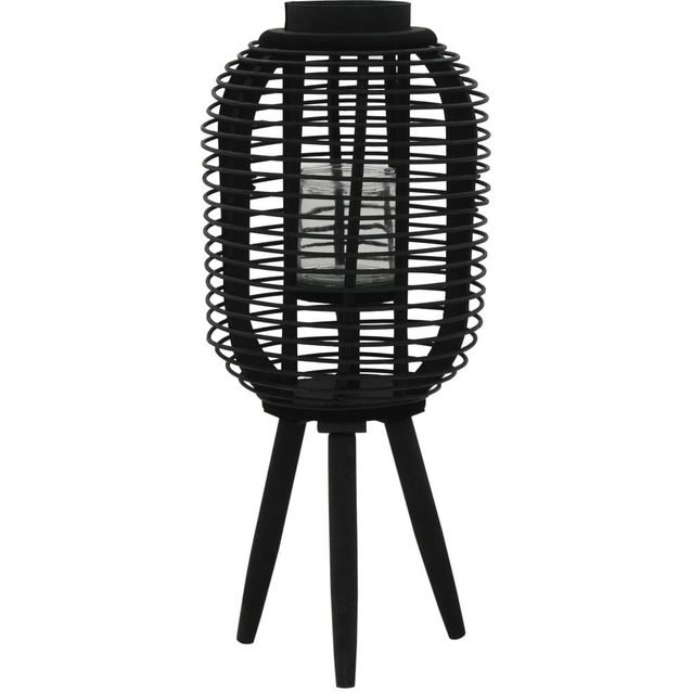 Vapaasti seisova kynttilänpidike bambu musta_1