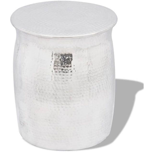 Vasaroitu alumiininen jakkara/sivupöytä hopea_1