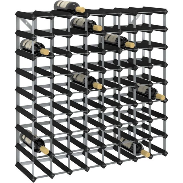 Viinipulloteline 72 pullolle musta täysi mänty_1