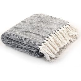 Viltti puuvilla kalanruotokuvio 160x210 cm laivastonsininen