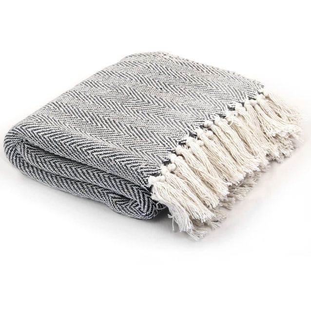 Viltti puuvilla kalanruotokuvio 160x210 cm laivastonsininen_1