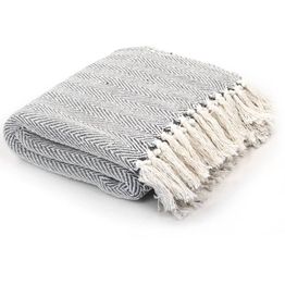 Viltti puuvilla kalanruotokuvio 220x250 cm harmaa