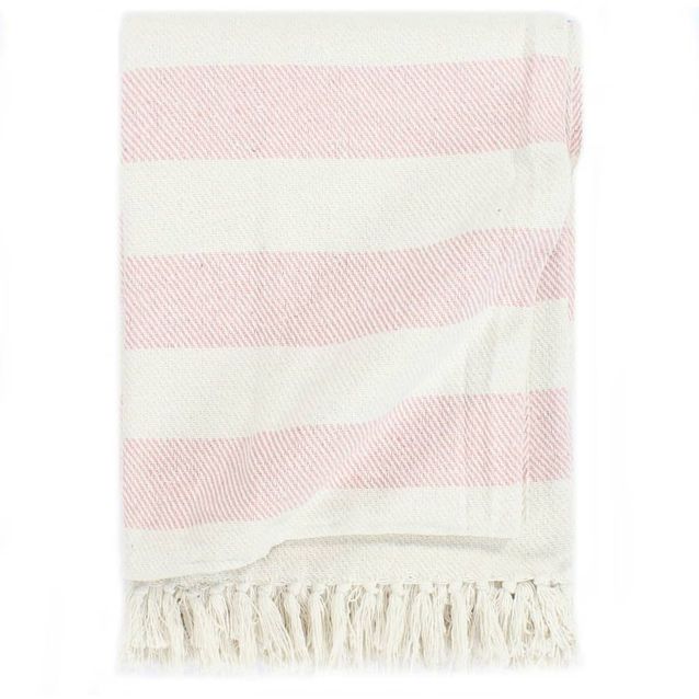 Viltti puuvilla raidoilla 125x150 cm vanha pinkki_1